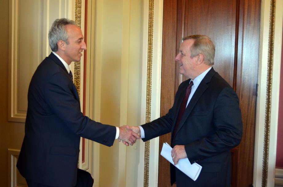 U.S. Senator Dick Durbin (D-IL) met with members of the Chicago Medical Society, including President Howard Axe, to discuss healthcare issues.